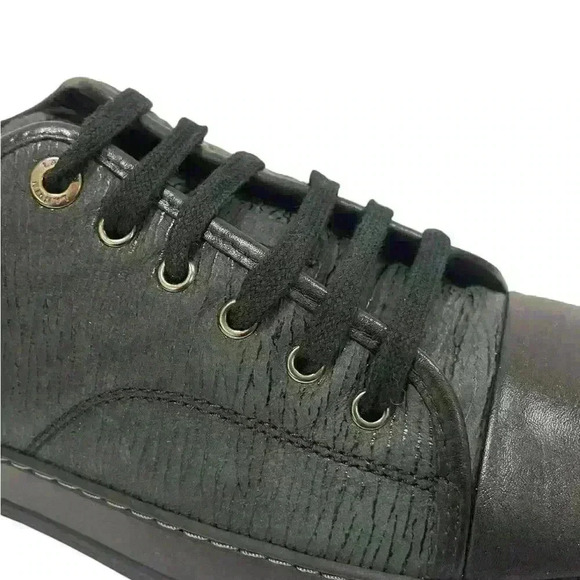 Lanvin Mens Sneakers DBB1 Black Patent  And Épi Leather Cap Toe Low Top Size 9 - Picture 9 of 16